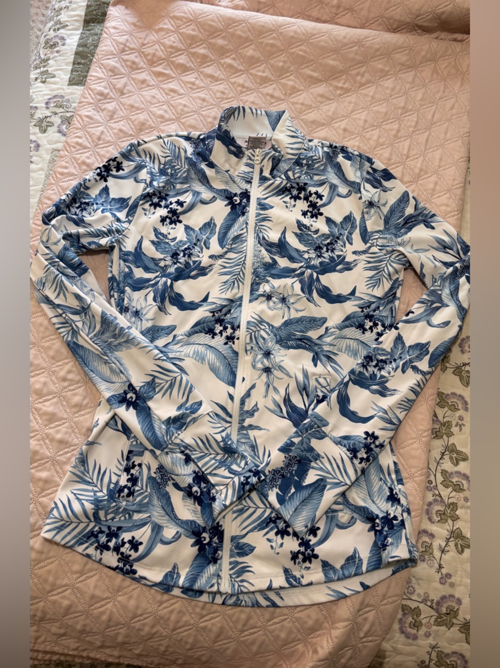 Tommy Bahama White Jacket with Blue Tropical Leaf Print